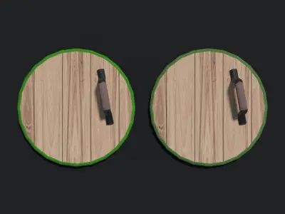 Targe two wooden circles Low-poly 3D model