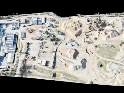 Huge high quality drone 3D Scan of industrial Park Low-poly 3D model