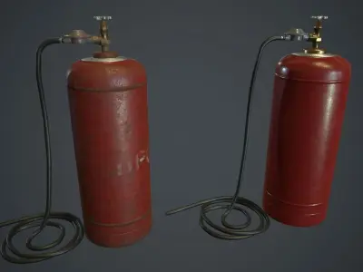 50 Liter Gas Cylinder With Hose PBR Game Ready Low-poly 3D model