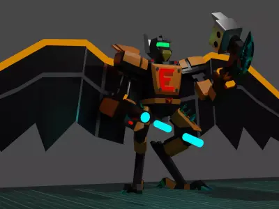 Winged Robot Low Poly 3D model
