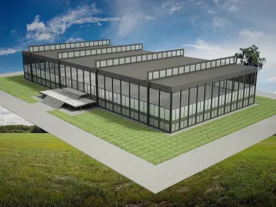 Modern Glass Office Building 3D model