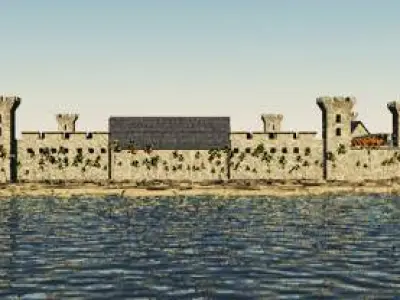 Fortress island castle minecraft 3D model