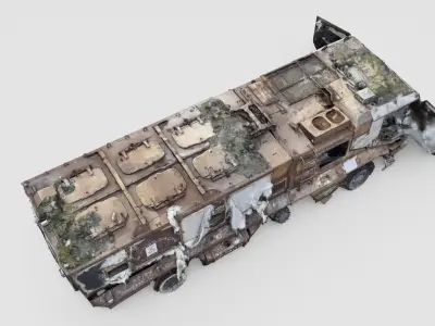 destroyed russian KAMAZ-63968 Typhoon-K MRAP  3D model