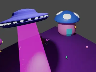 Mushroom Kingdom  Low-poly 3D model