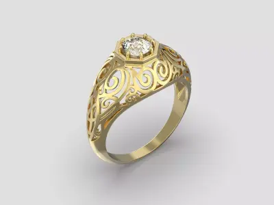 R 064 curly ring 3D print model