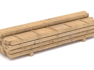 Wooden Beams 01 Low-poly 3D model