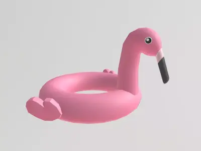 Stylized Low-Poly Flamingo Pool Float Low-poly 3D model