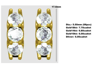 3 Diamond U Gellery Earring 3D print model