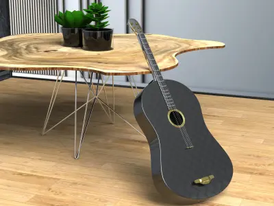 Classic Box Guitar 3D Model Musical Instrument  Free 3D model