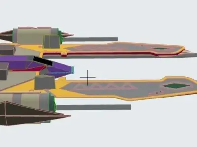 Spacecraft hunter space ship Low-poly 3D model
