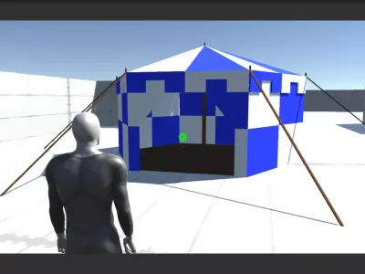 Medieval Tent in Blue with interior space Low-poly 3D model