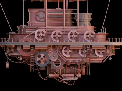 Steampunk Aircraft 3D Model 3D model