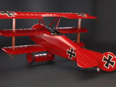 Fokker DR1 Red Baron Low-poly 3D model