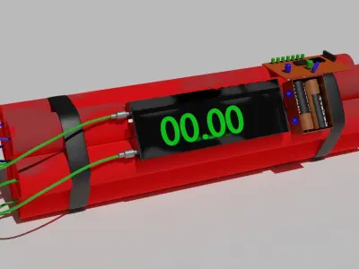 Dynamite bomb with timer Free low-poly 3D model