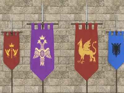 medieval flag Low-poly 3D model