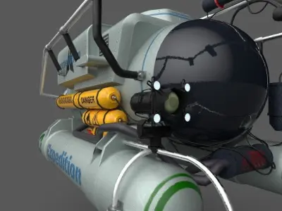 exploration submarine Low-poly 3D model