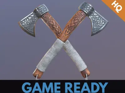 Viking Axe Low-poly 3D model 29
