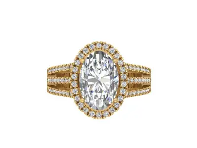  Oval with side stone Solitaire Ring 3D print model