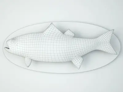 Carved Wood Fish Wall Hung Sculpture 3D model