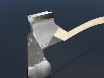 Battle axe Low-poly 3D model 15