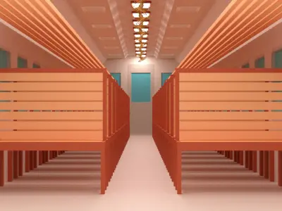 Cartoon Old Train Interior 3D model