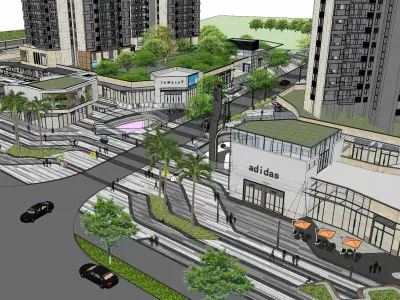 Modern commercial landscape 3D model purchase