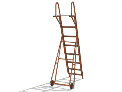 Red Steel Ladder Wheels Aircraft Maintenance Lowpoly 3D Model Low-poly 3D model