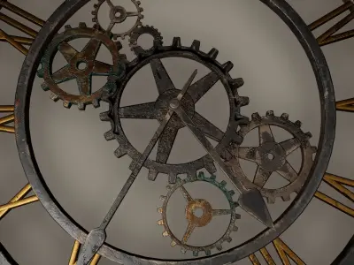 Gear Clock Low poly Game Ready Low-poly 3D model