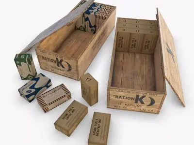 US WWII Ration K 3D Model Collection