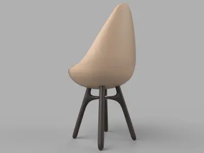 chair stool with seat and legs Low-poly 3D model