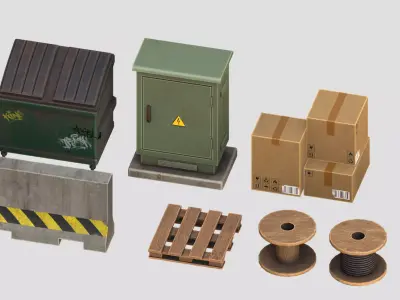 Urban Props Industrial Street Assets Low-poly 3D model