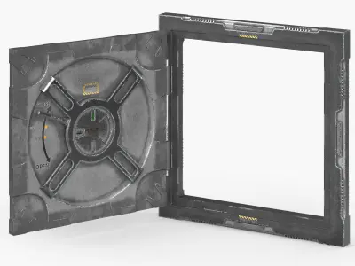 Circular Airlock Hatch With Lock Indicator Grey 3D model