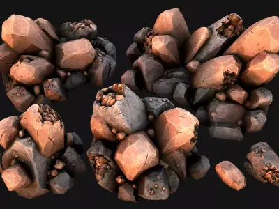 Copper Ore Metal Deposits for Mine Low-poly 3D model