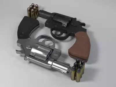 Low Poly Snub-nosed Revolver Low-poly 3D model