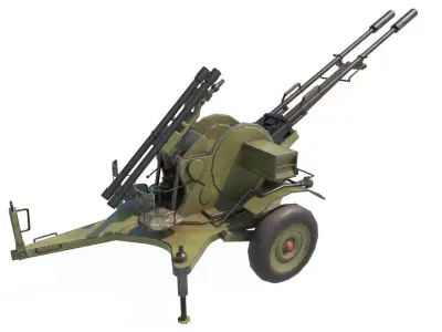 ZU-23-2 Pilica rocket-artillery set anti-aircraft Low-poly 3D model