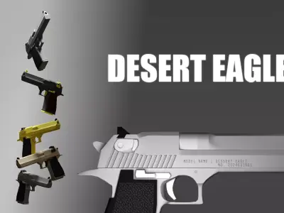 simple desert eagle Low-poly 3D model