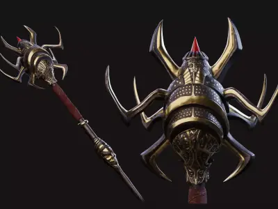 Dark Mage Staff  Low-poly 3D model