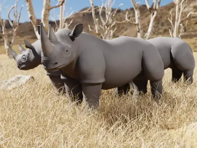 Rhinoceros Low-poly 3D model purchase