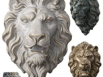 Lion Head Sculpture by lllax Low-poly 3D model