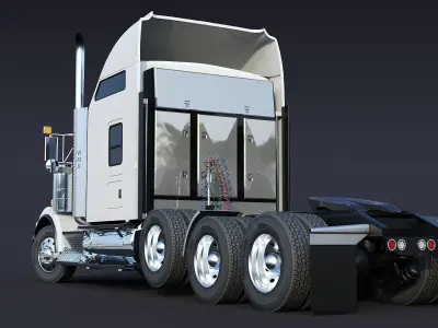 Kenworth T800 Sleeper Semi Truck Low-poly 3D model