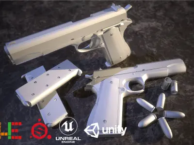 HIE Game Ready M1911 D180629 Low-poly 3D model