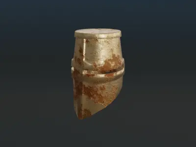 Rusted Medieval great helmet - medieval helmet Low-poly 3D model
