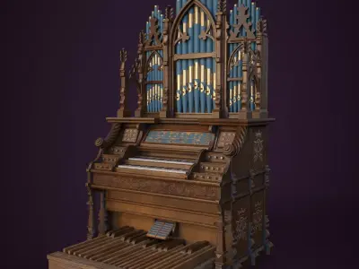 Pipe Organ Antique Low-poly 3D model