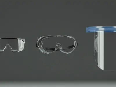 Safety glasses set 3D model Low-poly 3D model