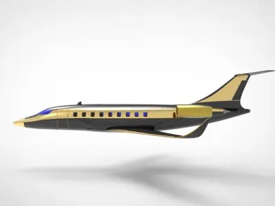 golden private jet 3D model