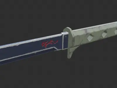 Sci-fi katana and knife Low-poly 3D model