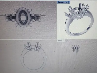 ring three stone 3D model