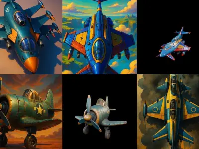 AirCraft bundle 6 pack 100 glb Low-poly 3D model