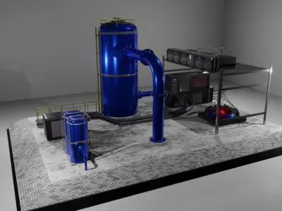 Fictional Industrial Factory Section 3D model