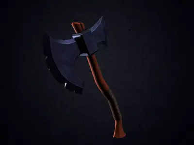 Styized Battle Axe - Game Ready PBR Low Poly Model Free low-poly 3D model